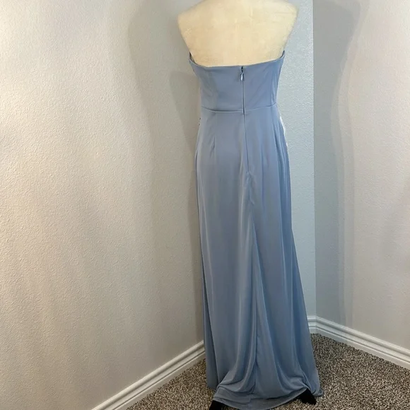 Azazie Dusty Blue Maxi Dress Gown Size A8 NWT - Picture 9 of 16